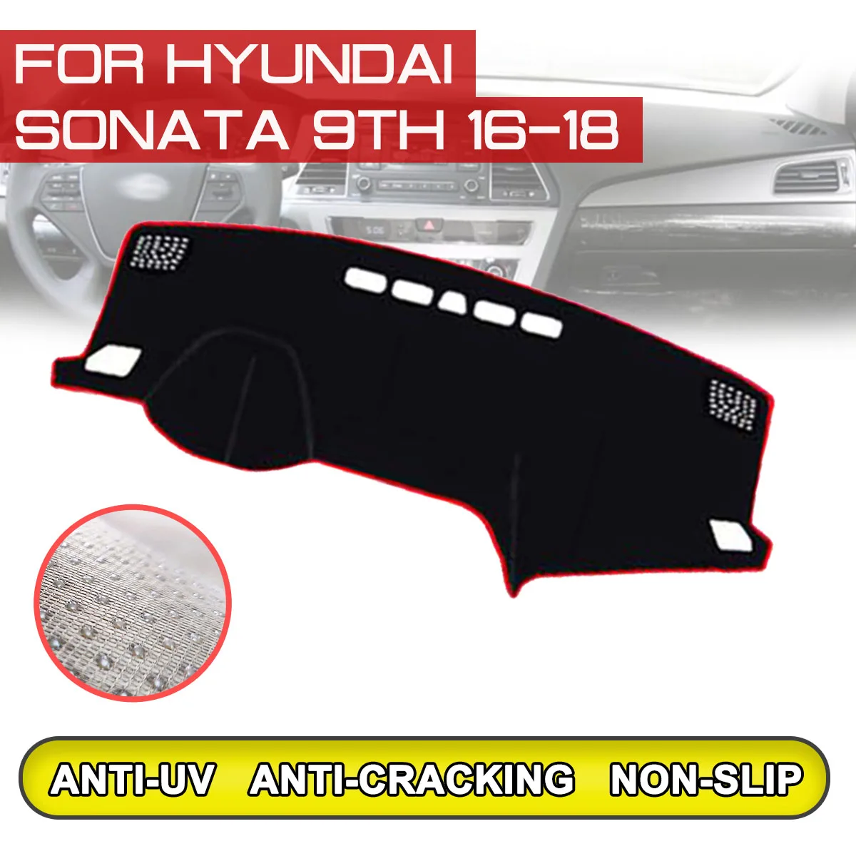 Для Hyundai Sonata 9th 2016 2017 2018 приборной панели автомобиля коврик анти-грязный Non-slip Dash