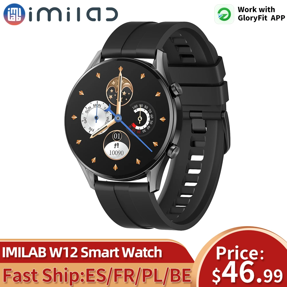 IMILAB W12 Smart Watch Men Women Bluetooth Smart Bracelet Sports Fitness Tracker Watch Heart Rate IP68 Waterproof Smart Watches