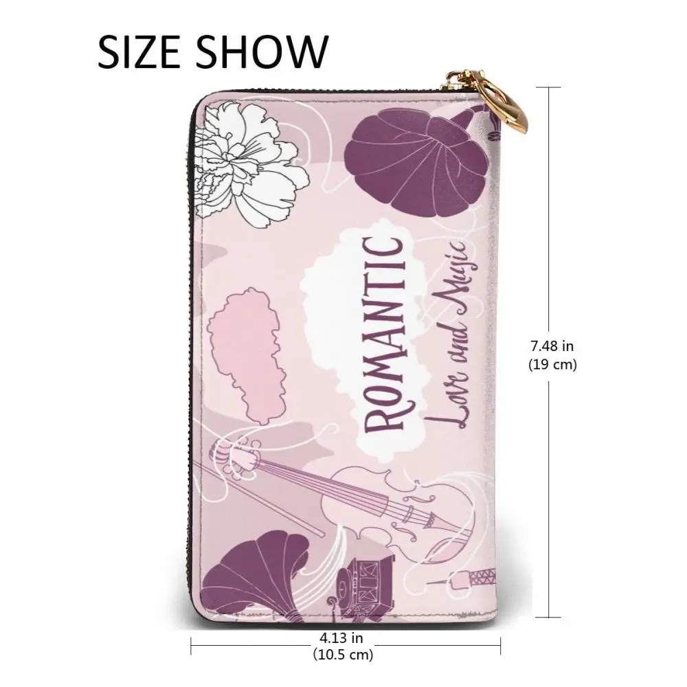 

Fashion Leather Wallet Paris Flowers Eiffel Tower Long Zipper Wallet Clutch Bag Purse for Woman Man Girls Boys