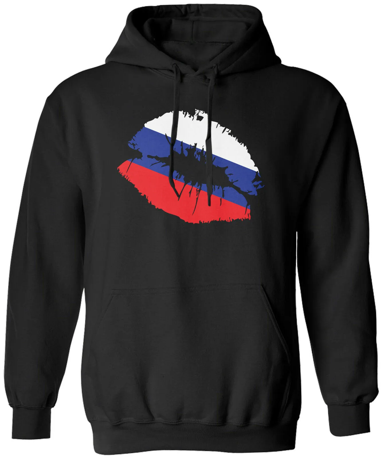 Мужская толстовка с русским флагом и губами поцелуем Rossiya | одежда