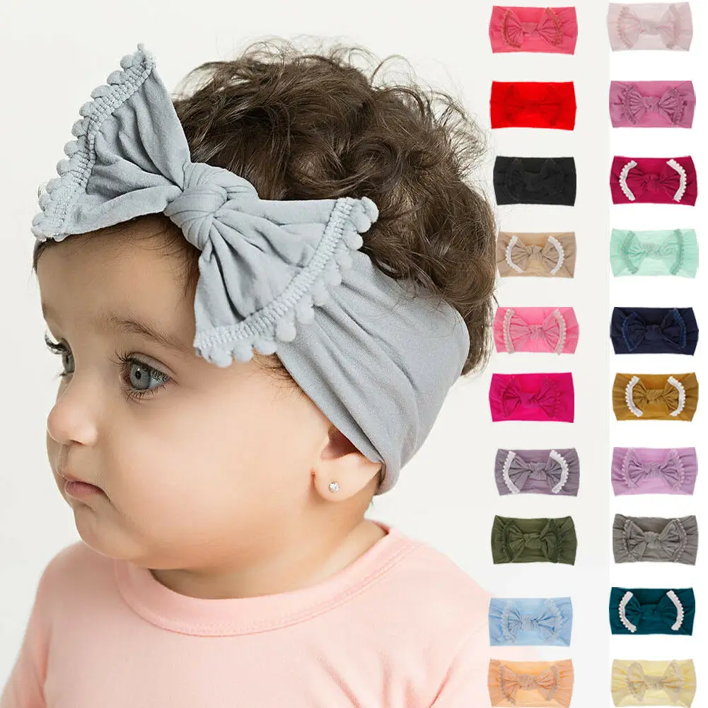 

Baby Girl Fashion Solid Bowknot Headband 0-6Y Newborn Infant Toddler Children Casual Stretchy Headwear Hair Band 21 Colors
