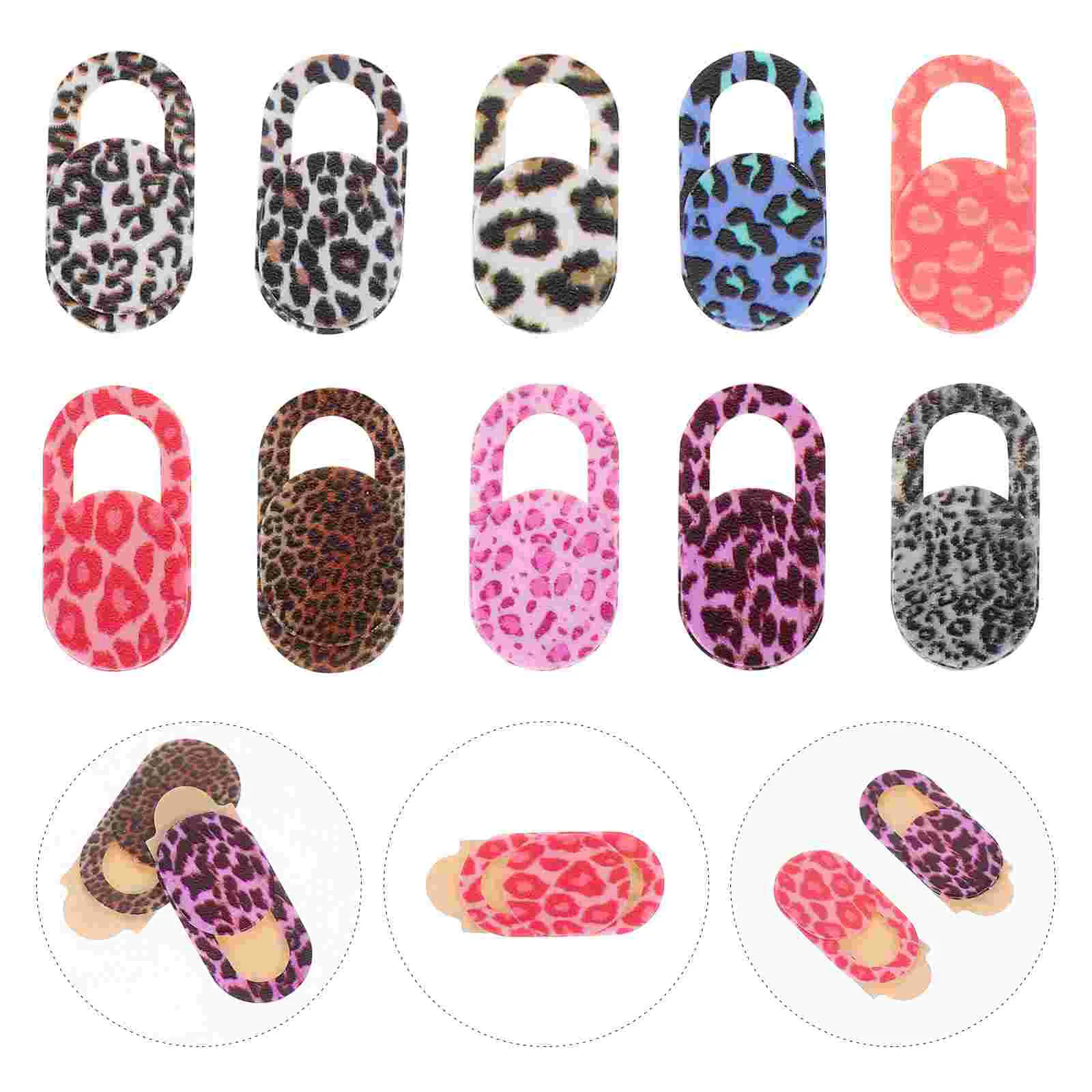 

10pcs Leopard Pattern Laptop Phone Camera Cover Slide Blocker Privacy Protection