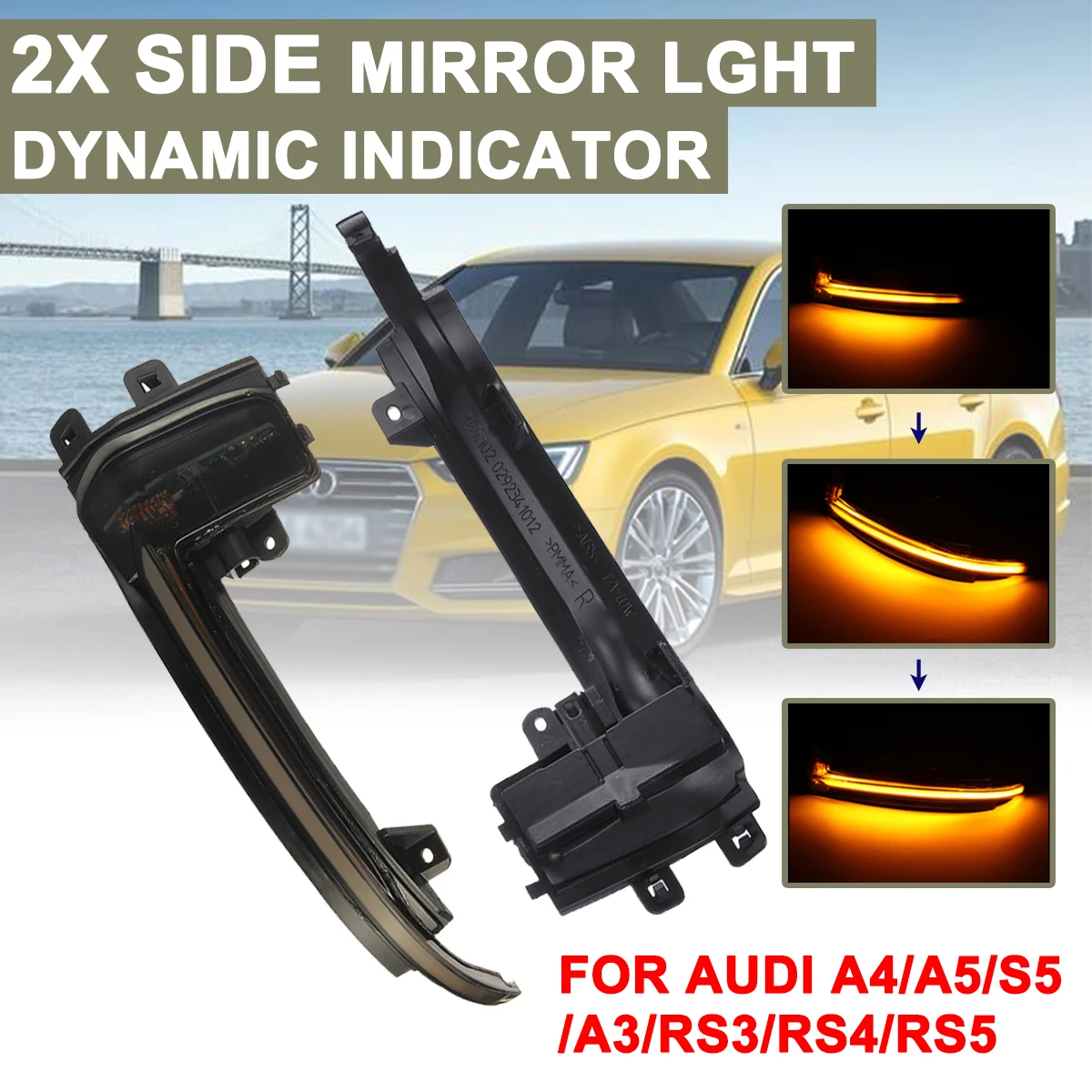 

Автомобильная динамическая Поворотная лампа для зеркала заднего вида, сигнальная лампа, светодиодный желтый свет для Audi A4 S4 B8.5 8K,A5 S5 B8.5 8T ...