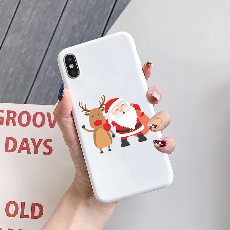 Чехол с рисунком на год и Рождество для iPhone 11 Pro XS Max X XR, Мягкий Силиконовый ТПУ матовый чехол для iPhone 6, 6 S, 7, 8 Plus, 5 5S, чехлы