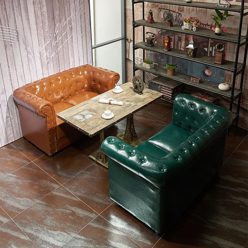 American Retro Western Restaurant Sofa Cafe Card Slot Table and Chair Milk Tea Shop Dessert Bar KTV |