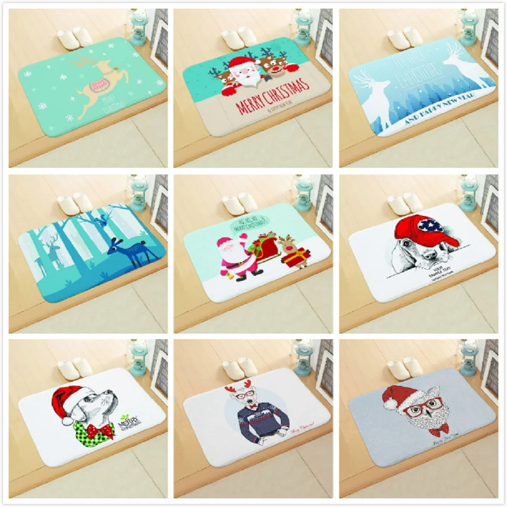 

Christmas Day Doormat Anti-slip Absorb Water Bath Mat Bathroom Home Kitchen Bedroon Floor Mat Entrance 40*60cm DD-0126