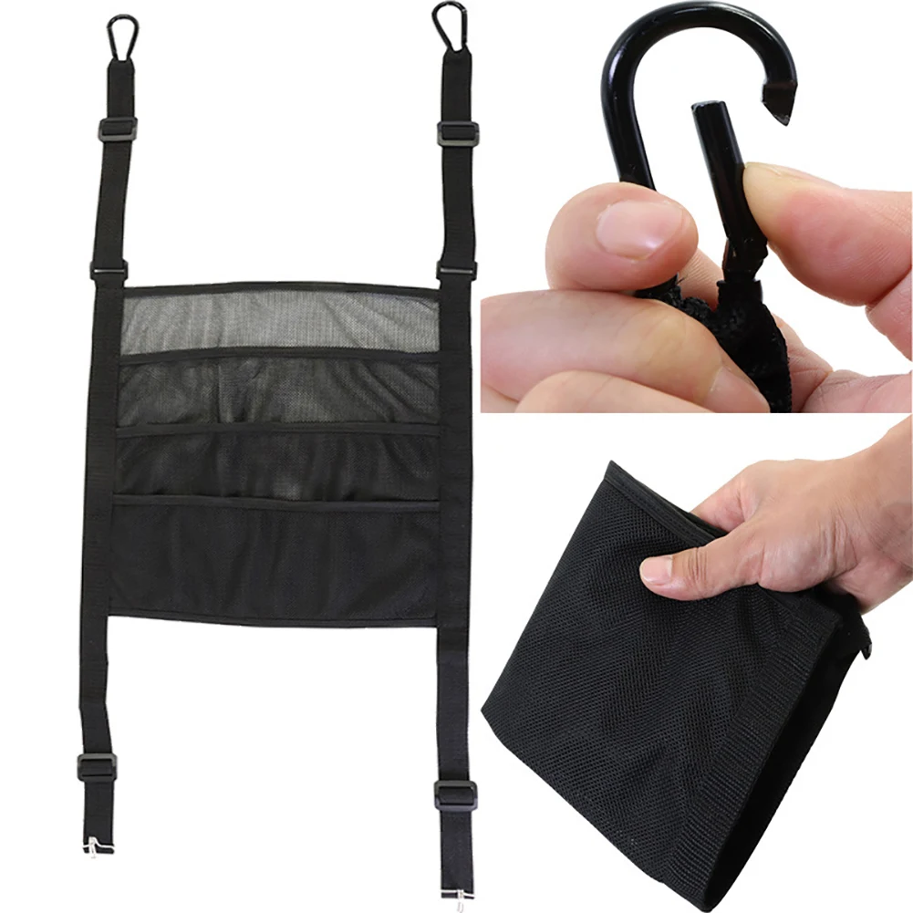 

Car Organizer Between Seat Storage Mesh Net Luggage Holder Hanging Storage Bag 3 Mesh Pockets Universal Car Interior Accessories