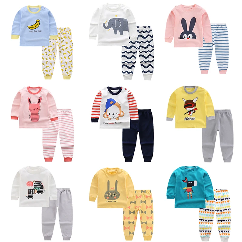 Осень 2020 детские пижамы одежда для сна с мультяшными животными комплект детской