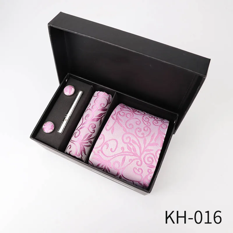 KH 016 6 шт. мужские деловые галстуки Подарочная коробка 8 см Повседневный галстук-бабочка классический Одноцветный жаккардовый полосатый Аксессуары для галстуков свадебный подарок - Цвет: KH 016