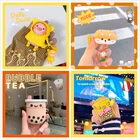 Милый чехол для AirPods 2, силиконовый чехол для наушников с мультяшными животными, чехол для Apple Air Pods, аксессуары для пузырьков с брелоком