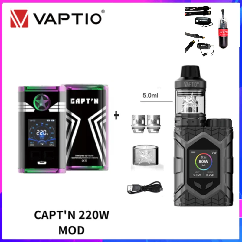Vaptio настенный гусеничный трон набор электронная сигарета 80 Вт 510 бак D2 катушки