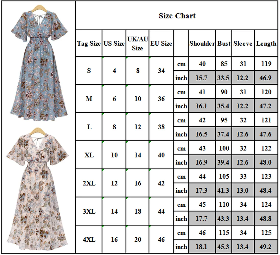

Women Short Sleeve V Neck Floral Maxi Dress Ladies Casual Loose Summer Dress