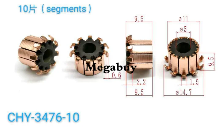 

5*11*9.5mm 10P Teeth Copper Hook Type Electrical Motor Commutator