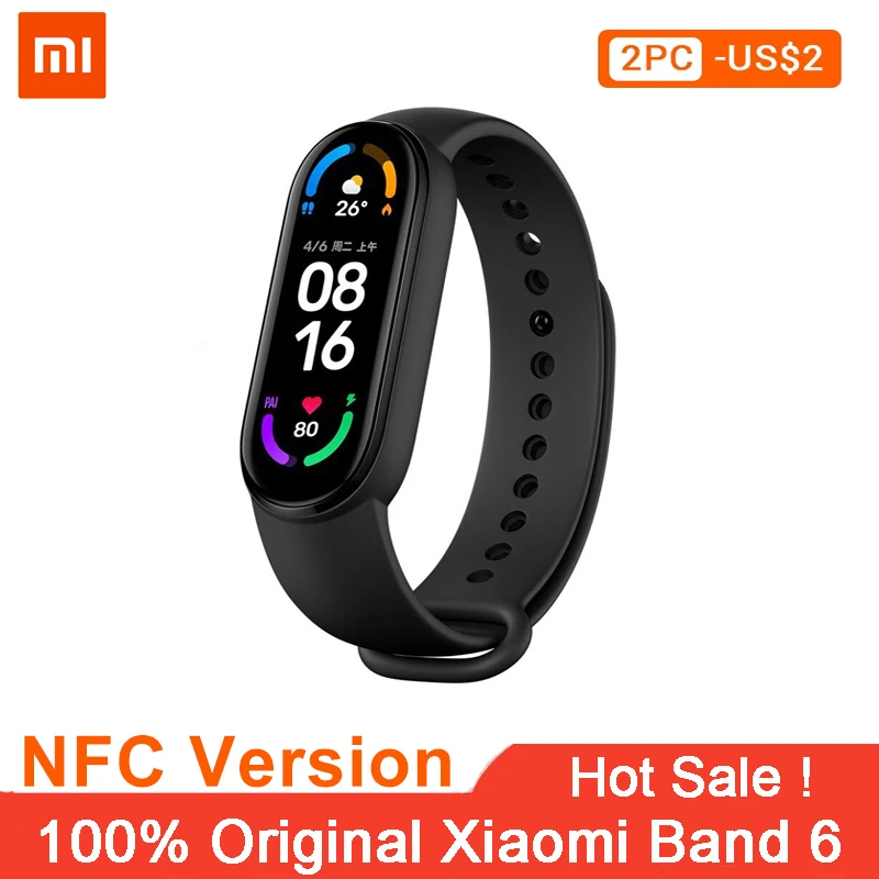 

Xiaomi Mi Band 6 NFC Version Smart Bracelet 1.56" AMOLED Screen Miband 6 Smartband Fitness Traker Bluetooth Heart Rate Wristband