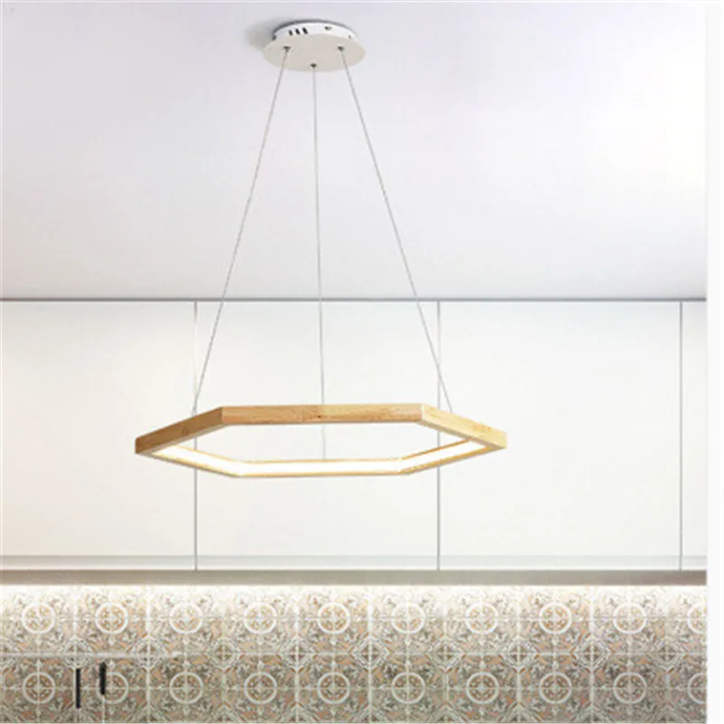 

New Nordic Style Minimalist Restaurant Log Led Pendant Lamps Simple Style Creative Diamond Wooden Led Household Lamp Fixtures AC