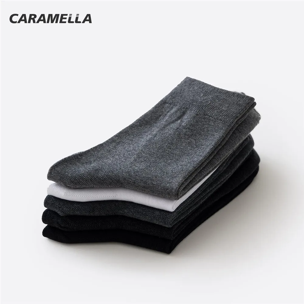 

Caramella 4 Pairs/Lot Men's Soks Pure Color 100% Cotton Socks for Business Men Socks Men Sports Anti-Pilling Sweat Absorbent