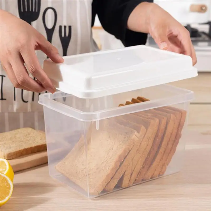 

1 Pc Food Bread Storage Box Transparent Fruit Storage Box With Lid Food Bread Storage Box With Lid (White)