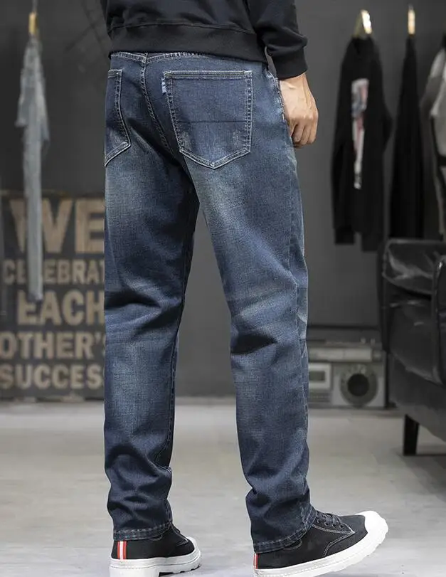 Men's Jeans Classic Style Business Casual Advanced Stretch Denim Trousers Feet Pants Male Baggy Jeans Size 30-46
