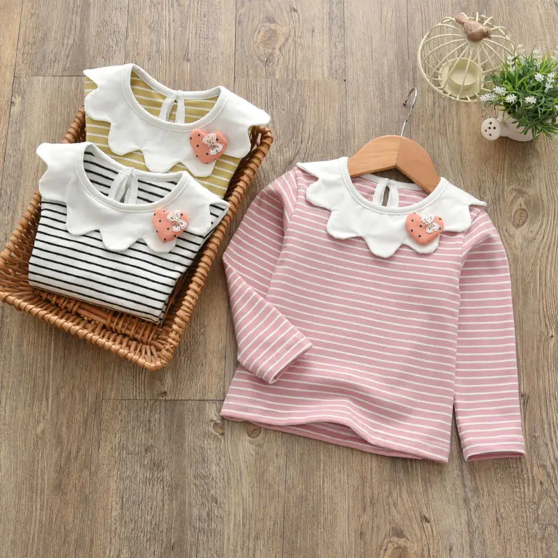 Детские блузки для маленьких девочек хлопковые детские топы Сезон осень весна