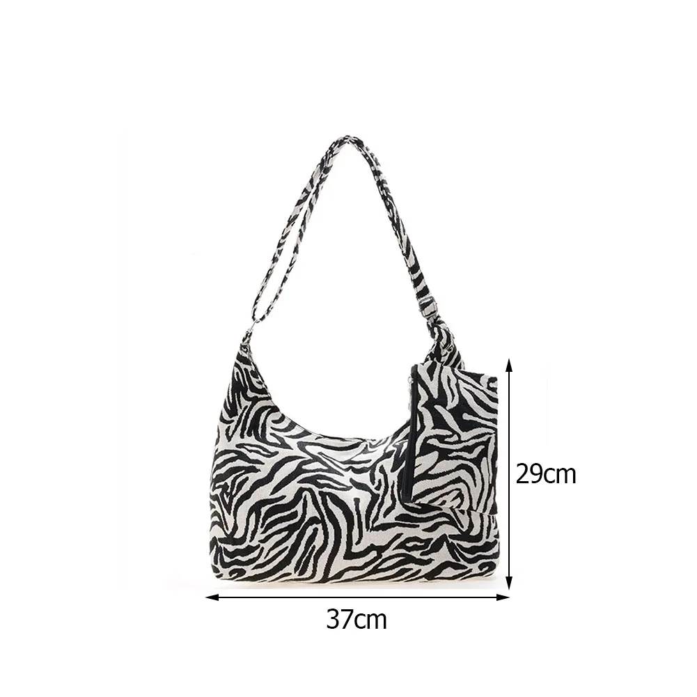 

Fashion Women Wild Zebra Pattern Shoulder Bag Canvas Underarm Bags Large Capacity Tote Bag Girls Handbags with Small Purses Set