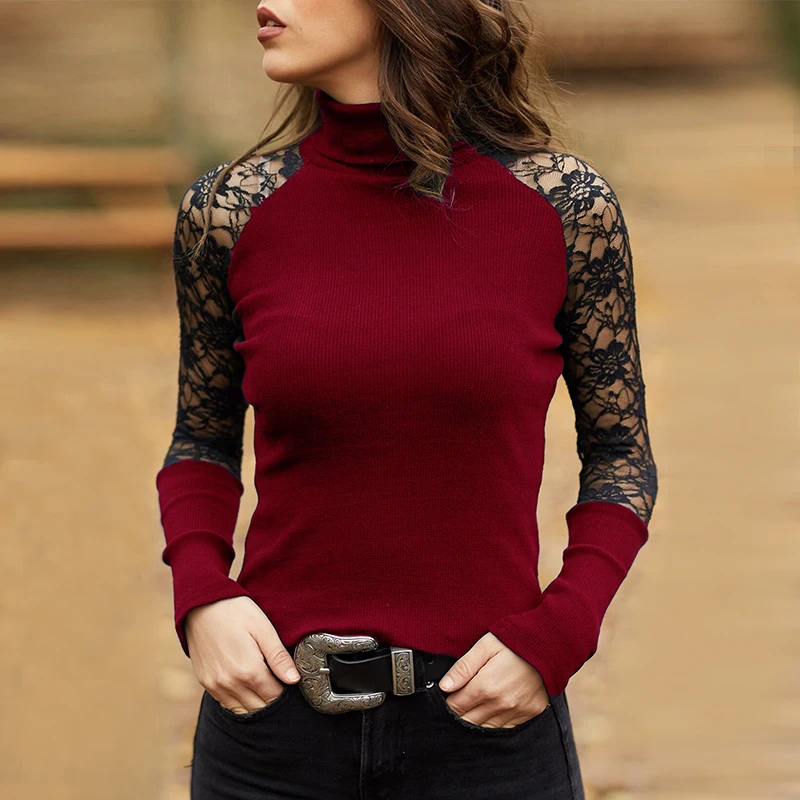 

Женский модный однотонный облегающий Повседневный хлопковый топ с длинными рукавами и круглым вырезом в стиле пэчворк