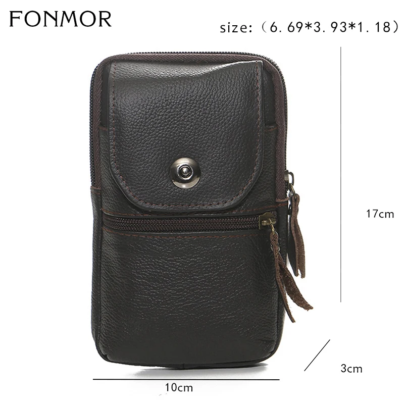 Мужская поясная сумка из натуральной кожи мини-чехол на сотовый/мобильный