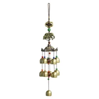 metal wind chimes hanging elephant vintage ornament %e2%80%8bwith 11 metal bells colorful wooden beads chinese knot