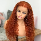 Ярко-оранжевый человеческих волос Часть синтетические волосы парики шнурка вьющиеся Синтетические волосы на кружеве парики из натуральных волос на кружевной имбирь Цвет человеческие волосы Синтетические волосы на кружеве парики 180% бразильский