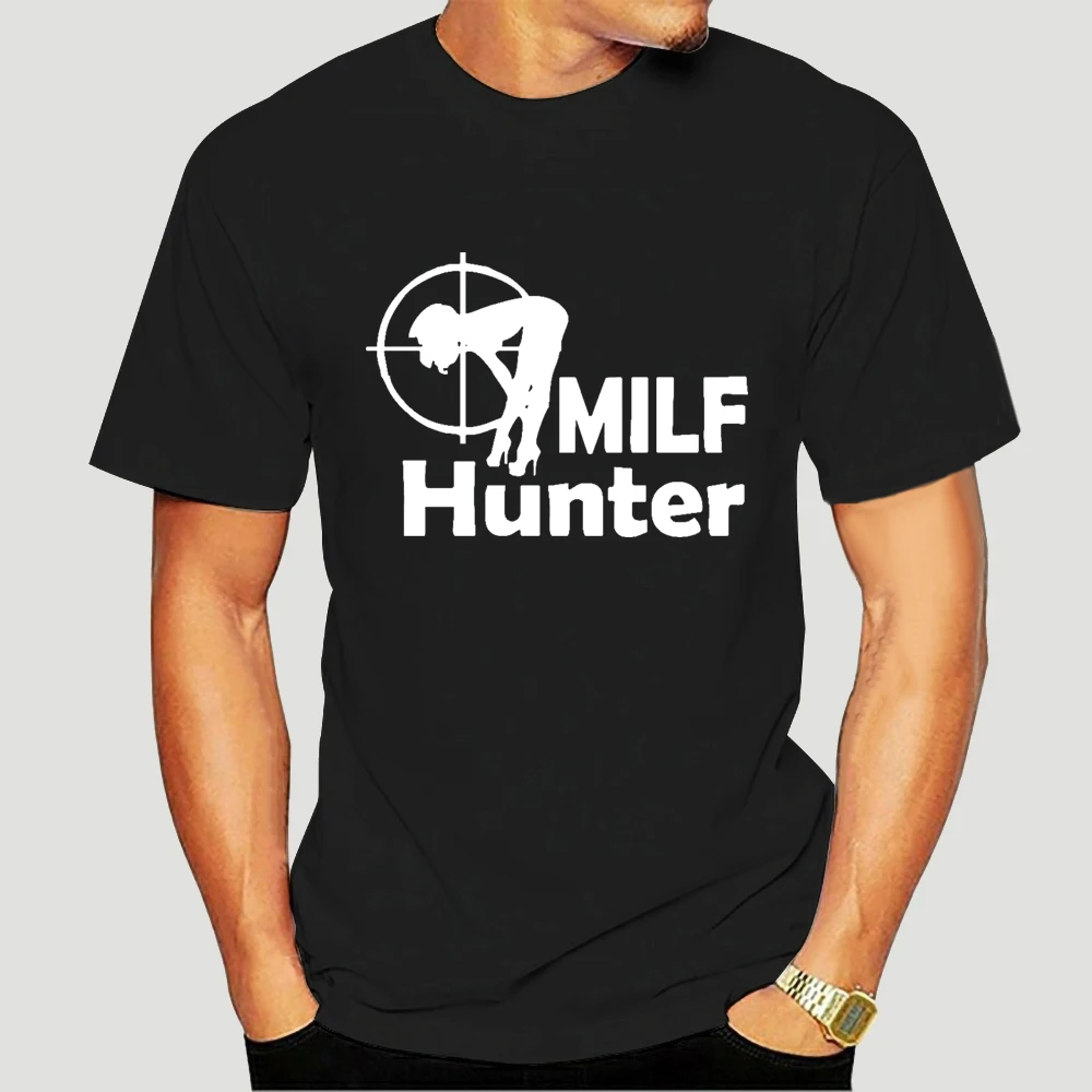Мужская футболка с коротким рукавом Milf Hunter черная забавная новинка wo 4217A|Мужские