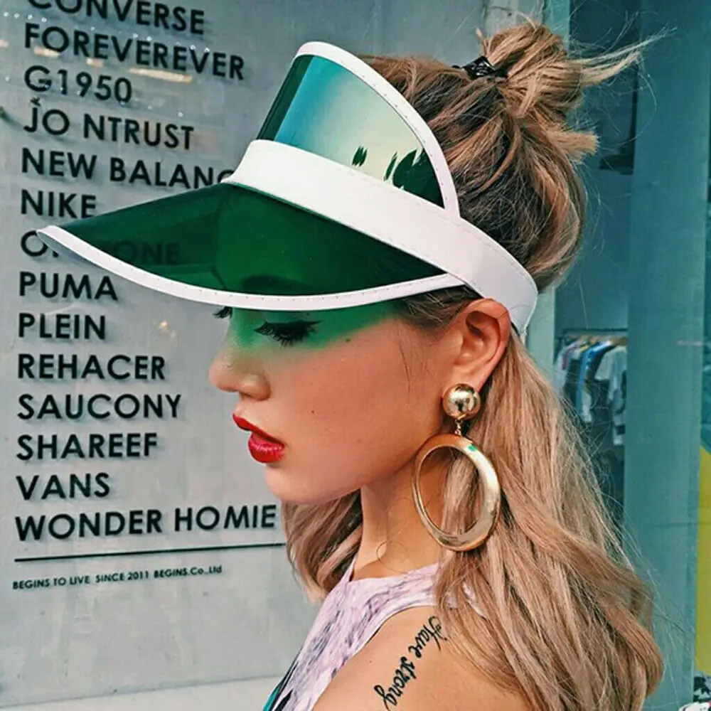 

New Hot Women Man Transparent Summer Sun Visor Party Casual Clear Plastic Adult Sunscreen Cap Sunhat Unisex Outdoor Hat