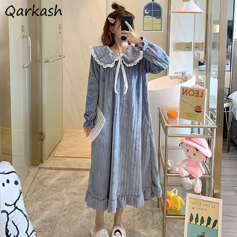 

Nightgowns Women Spring All-match Warm Home Sleepwear Design Girls Lovely Various Colors Stylish Popular Hot Sale New Arrival