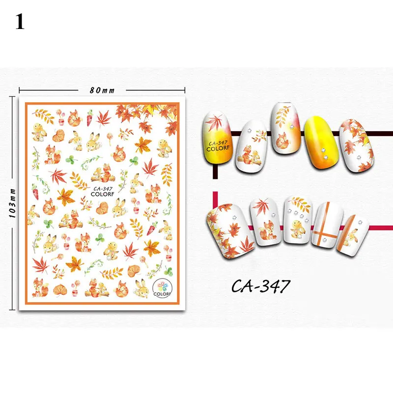 1 Sheet Fall Yellow Gold Sticker for Nails Summer Decals Sticker for Manicure DIY Summer Green Nail Stickers Sliders For Nails