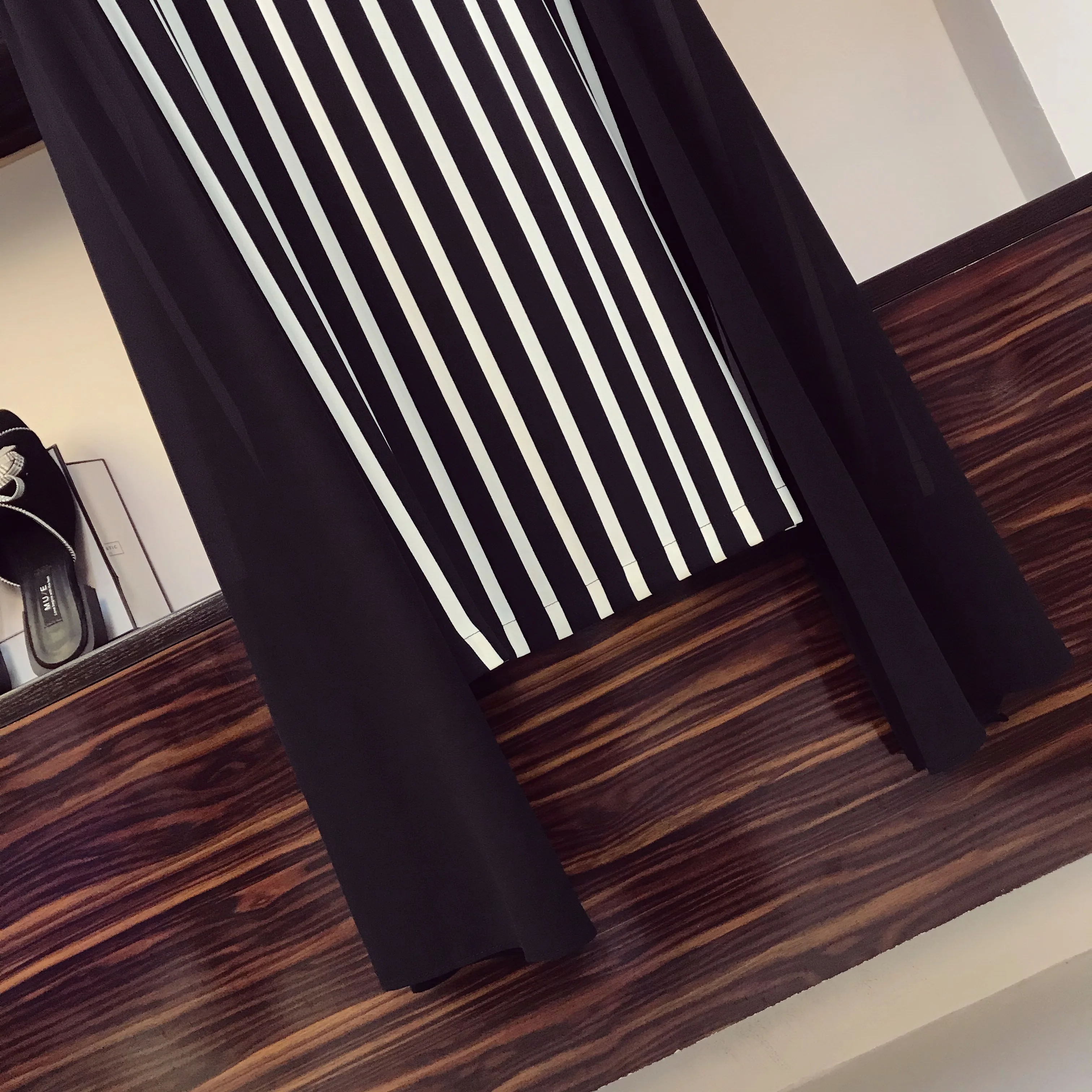 

5Xl Pulse Size Stripe Chiffon Dress Short Sleeve V-Neck Oversized Dresses Korean 2021 Summer Bow Belt Thin Waist Women Clothes