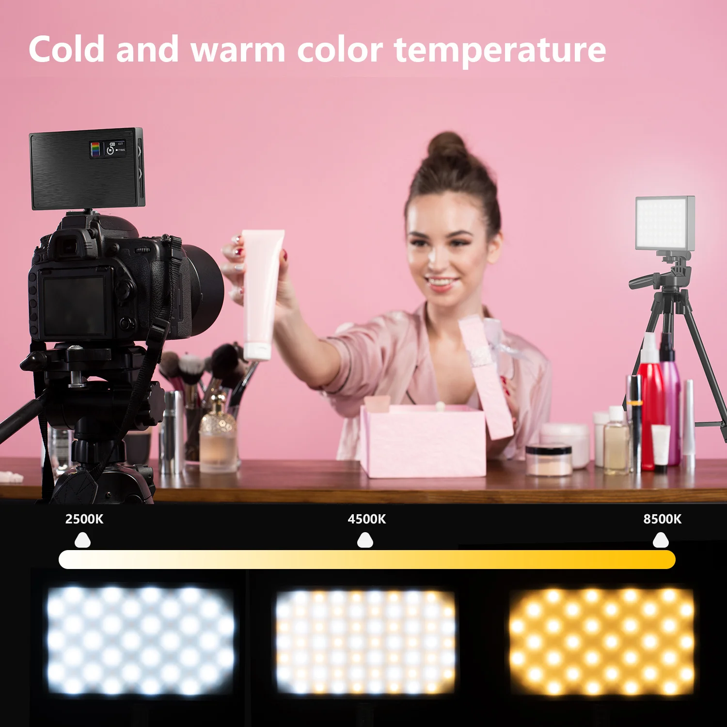 2500K 8500K двухцветный CRI 95 + RGB светодиодный светильник для камеры видео