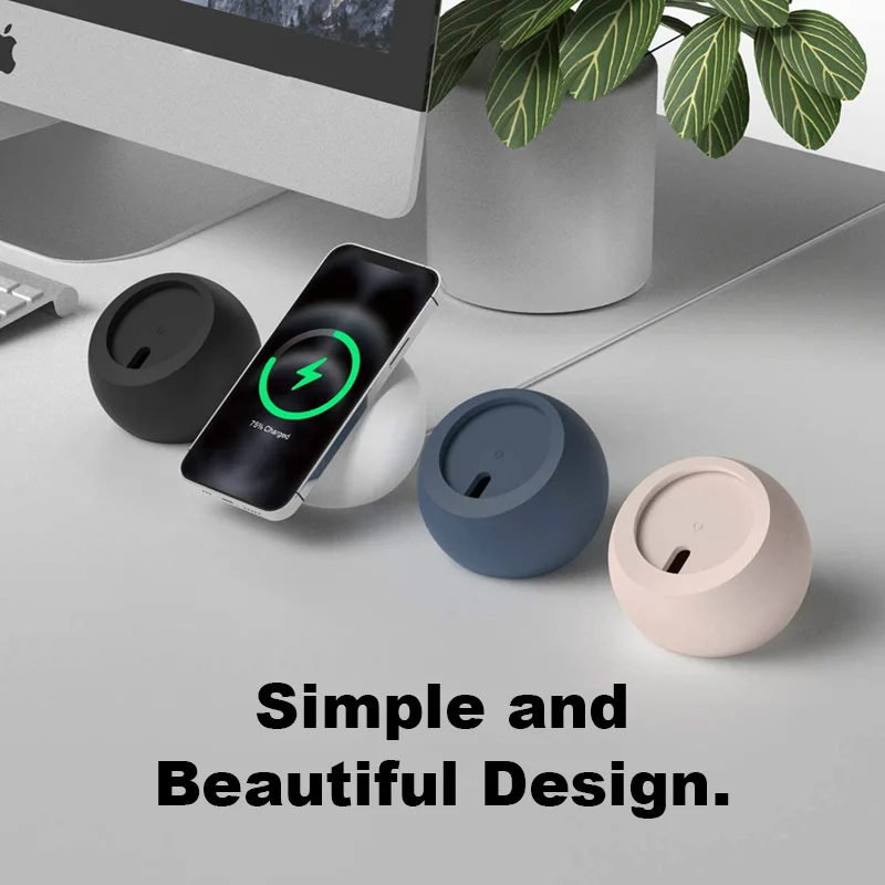 

Phone Charger Holder Stand for iPhone 12 Mini Pro Max Silicone Mount Desktop Basket Magnetic USB Phone Charger Desktop Holder