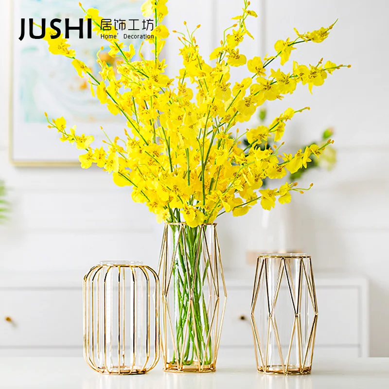 

Luxury Glass Gold Vase Plant Wedding Table Minimalist Nordic Vase Desk Decor Vase Modern Office Decor Jarrones Home Decoration