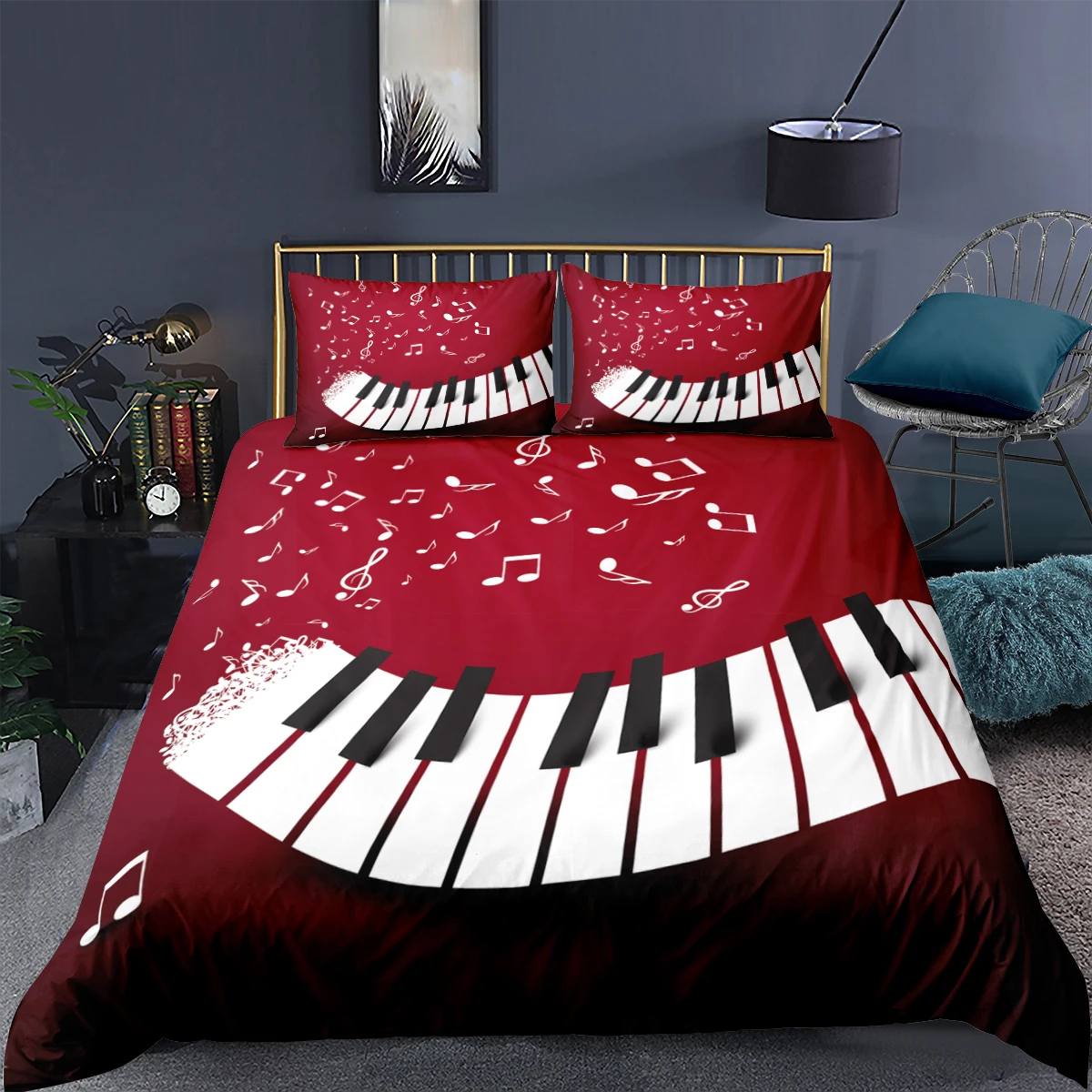 3D Piano Keys Printed Duvet Cover Pillowcase 2/3 Pcs Home Textiles Bedding Set Quilt Single Twin Double Full Queen King | Дом и сад