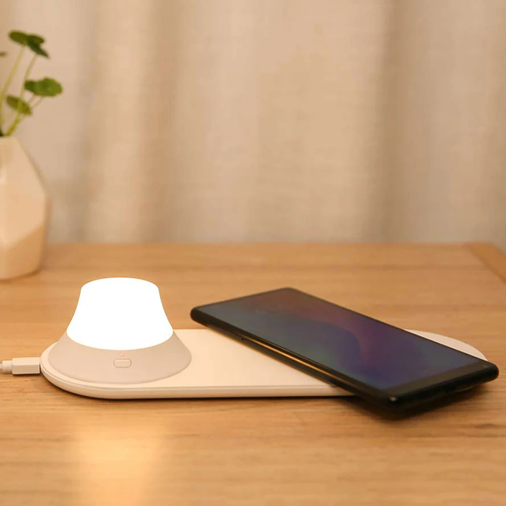 Yeelight беспроводное быстрое зарядное устройство usb зарядный порт дизайн светодиодный ночной Светильник рядом с лампой для мобильного телефона Xiaomi гостиная