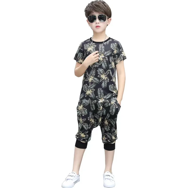 

Boys Summer 2021 New Short-sleeved Suit Trendy Clothes T-shirt Two-piece Suit Boys Clothing Kids Fashion Clothes BT25