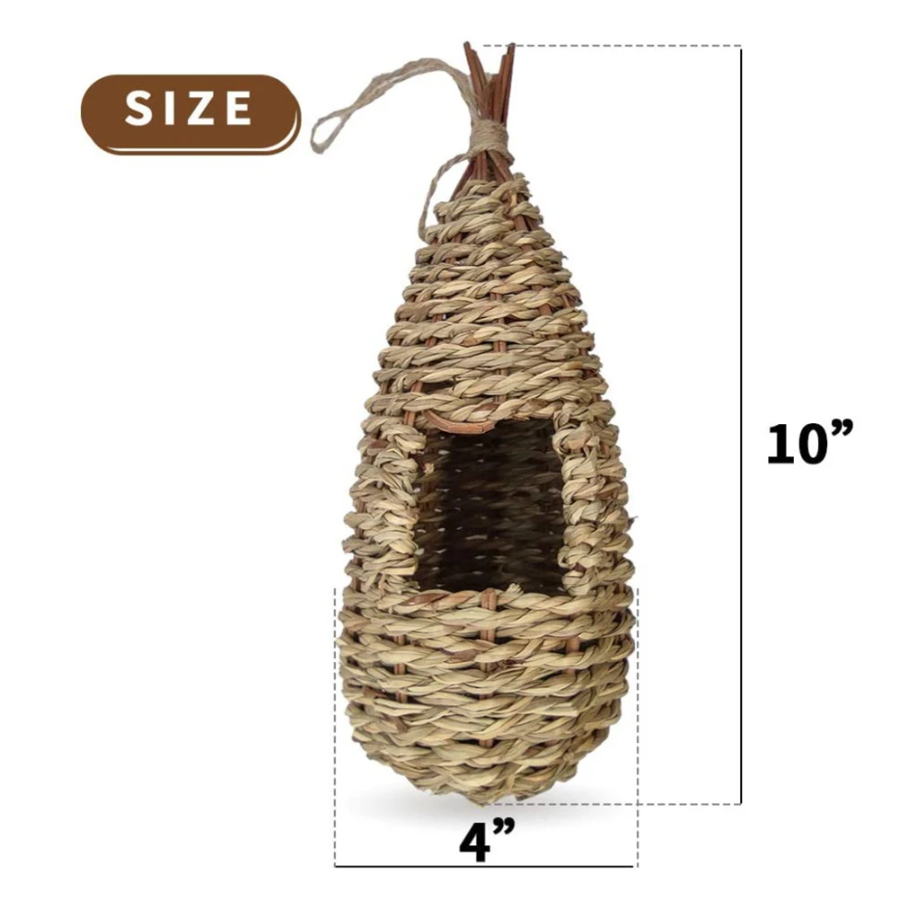 

Humming Bird Houses for Outside Hanging Natural Grass Hanging Bird Hut Hand Woven Hummingbird Nest Hot Sale