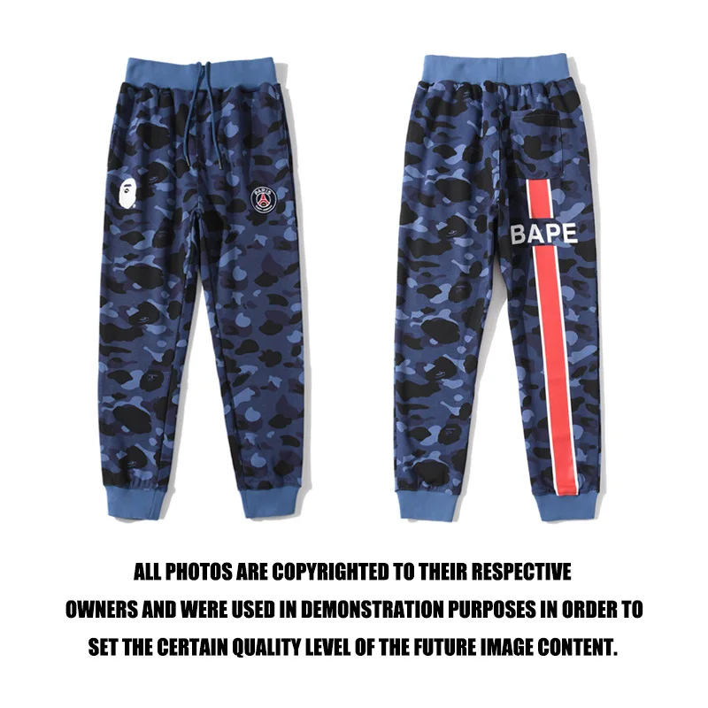 

2020 new Japanese BAPE camouflage blue casual trousers for men and women high quality shark pants