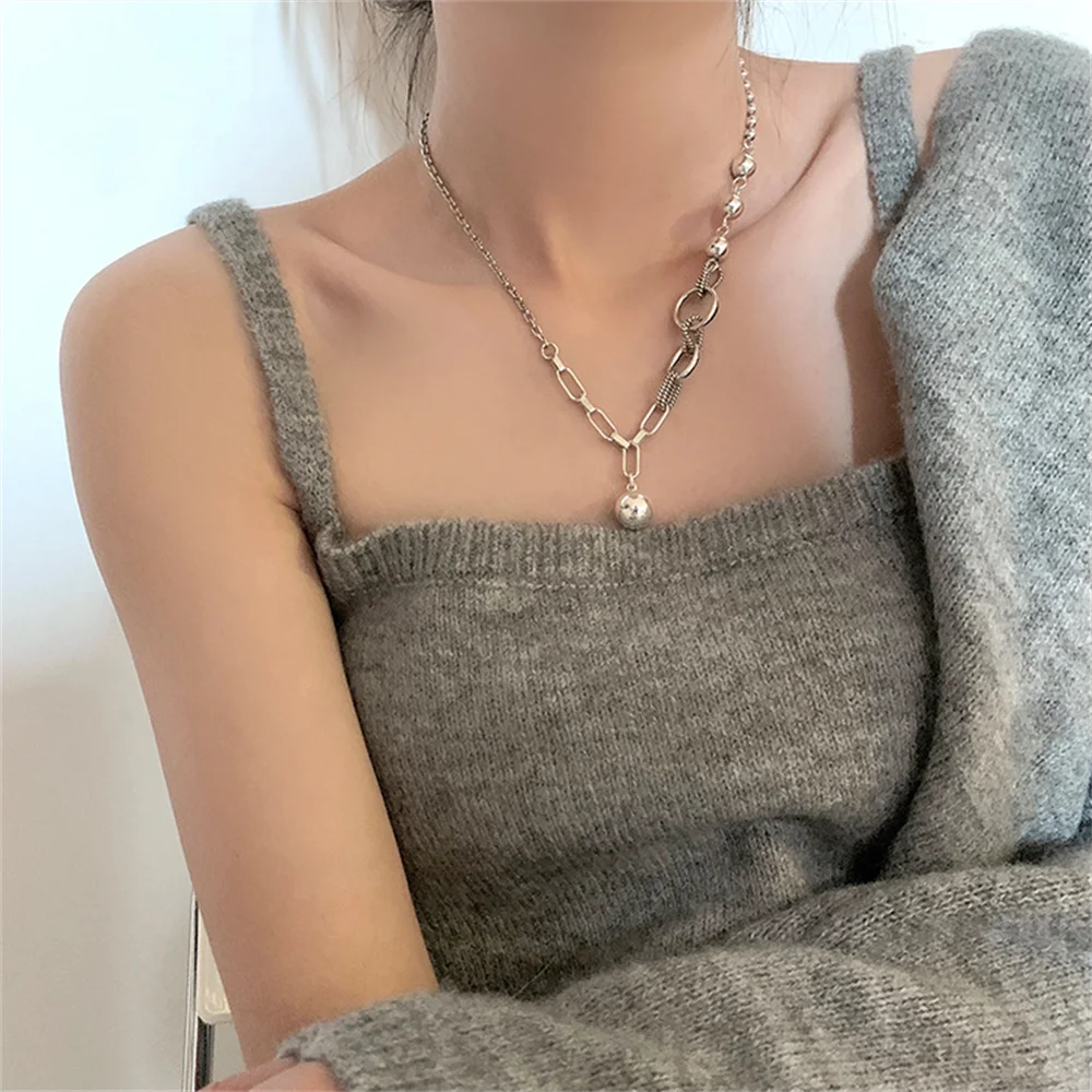 

Retro New Fashion Punk Style Necklace Vintage Simple Elegant Round Beads Pendant Choker For Women Birthday Pop Gifts Accessories