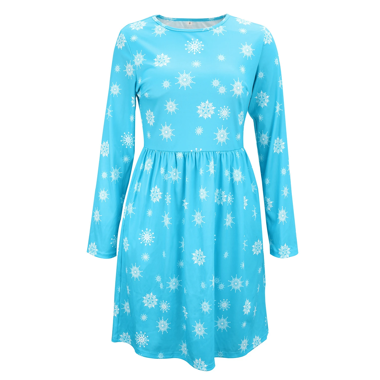 

RICORIT Printing Christmas Dress Women Loose Above Knee Length A Line Costume Female Party Night Elegant Vintage Dresses