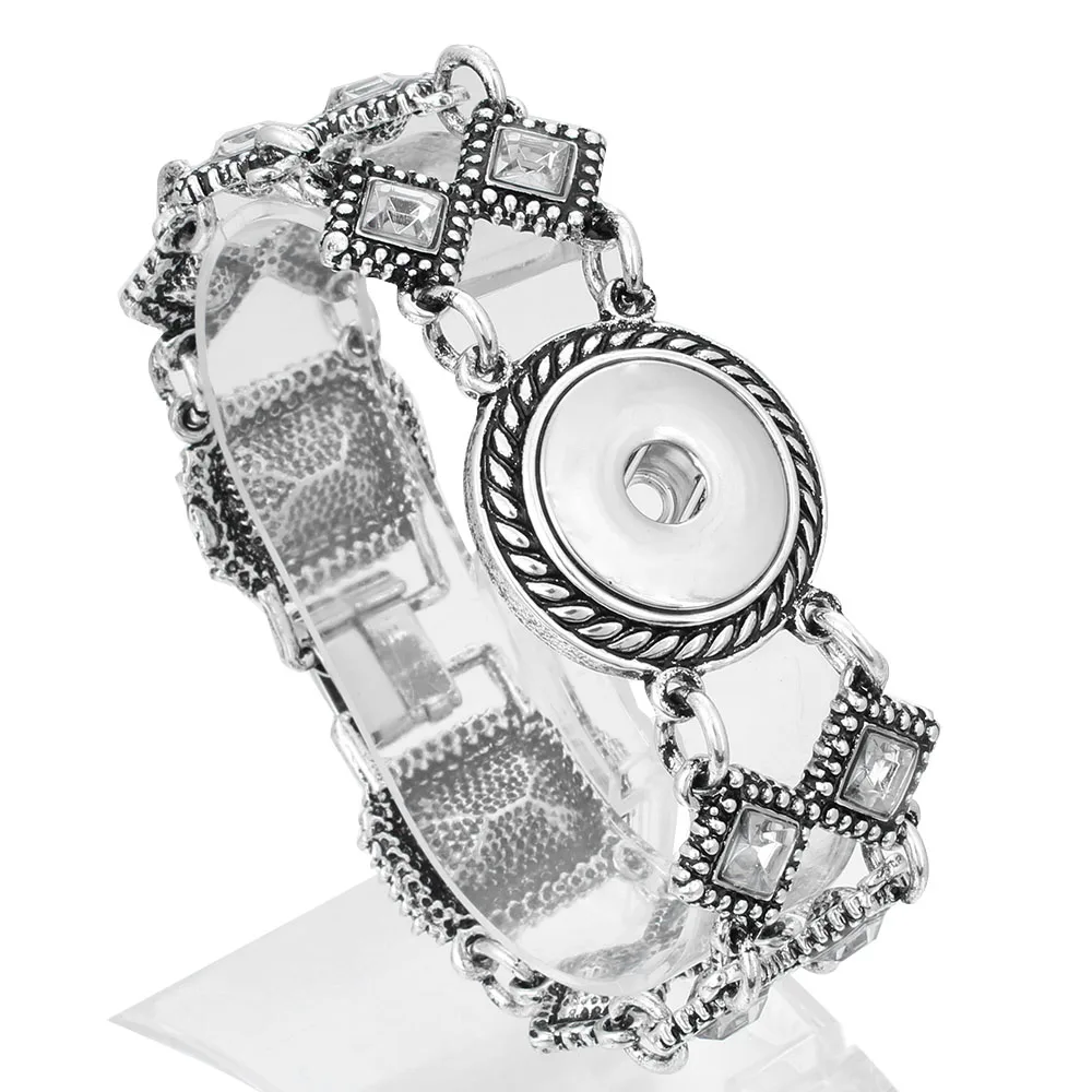 Модный браслет с подвесками и кристаллами подходит для 18-миллиметровых кнопок