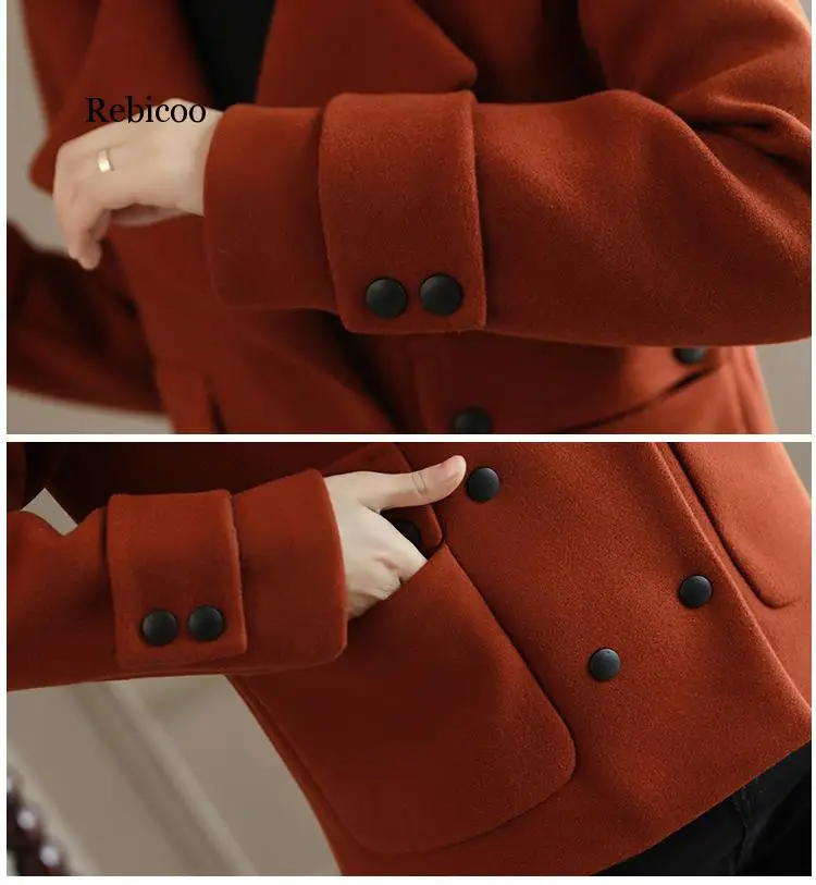 

New Spring Autumn Women's Short Windbreaker Jacket Casual Female Woolen Coat Outerwear