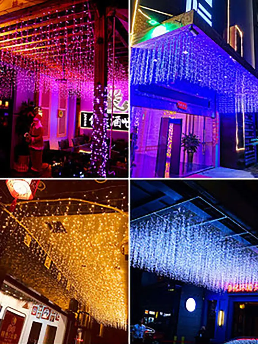 

4M Christmas LED Curtain String Lights Droop 0.4-0.6M AC 220V Navidad Garden Street Outdoor Decorative Wedding Holiday Light