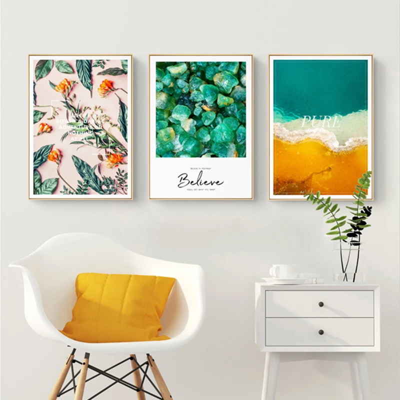 Flowers Ocean Landscape Wall Art Canvas Painting Quotes Posters and Prints Decoration Home Pictures for Living Room Decor | Дом и сад