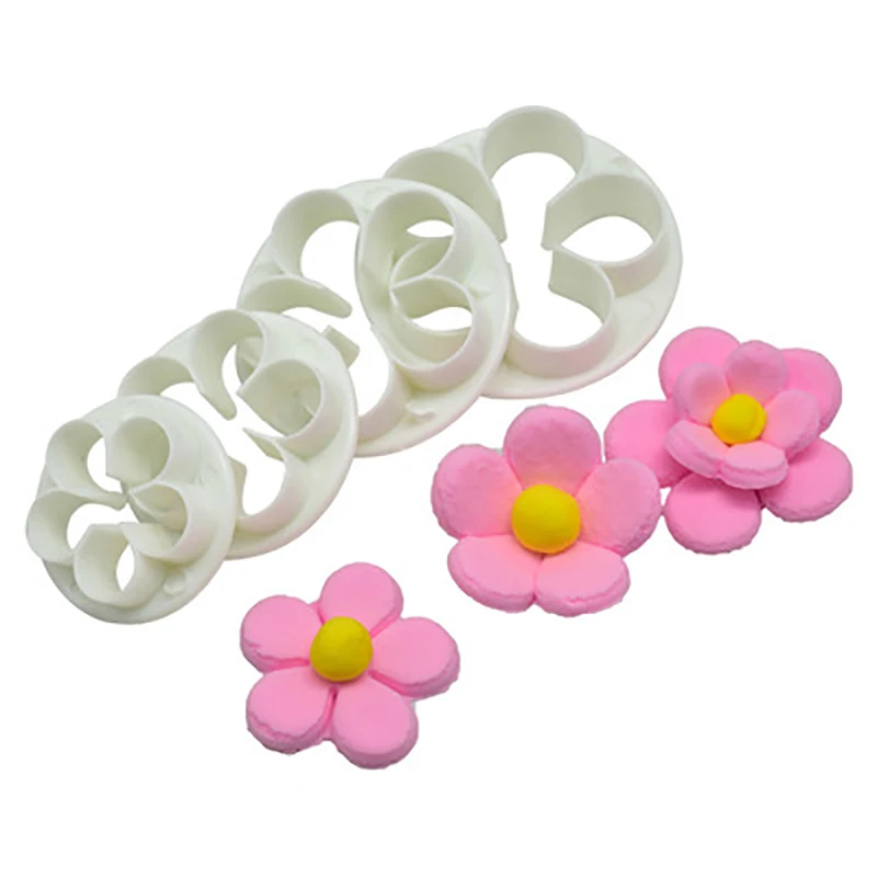 

4Pcs Biscuits Baking Printing Rose Flower Mold Cookies Clay Cutter Press Fondant Fondant Stamp Cake Embossing Kitchen DIY Tools