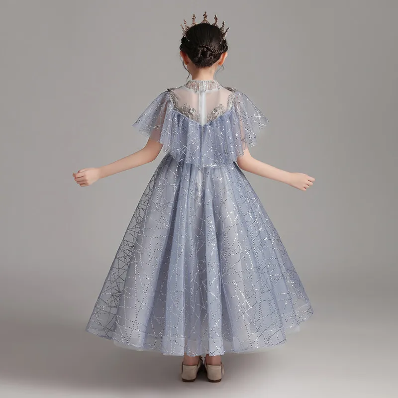 

Korean Sweet Elegant High quality Children Girls Piano Costumes Princess Mesh Dress Kids Infant Wedding Party Host Fluffy Dress