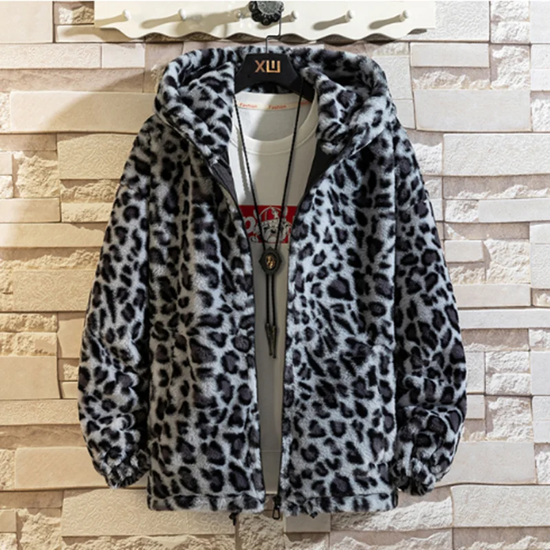 Fashion New Warm love Winter Jacket Men coat woman Hooded faux Fur Leopard Casual Slim Parka Men's Winter Coat